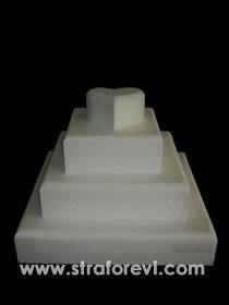 PST-26 4 Katlı Strafor Kare Üzeri Kalpli Maket Pasta Straforu Bursa